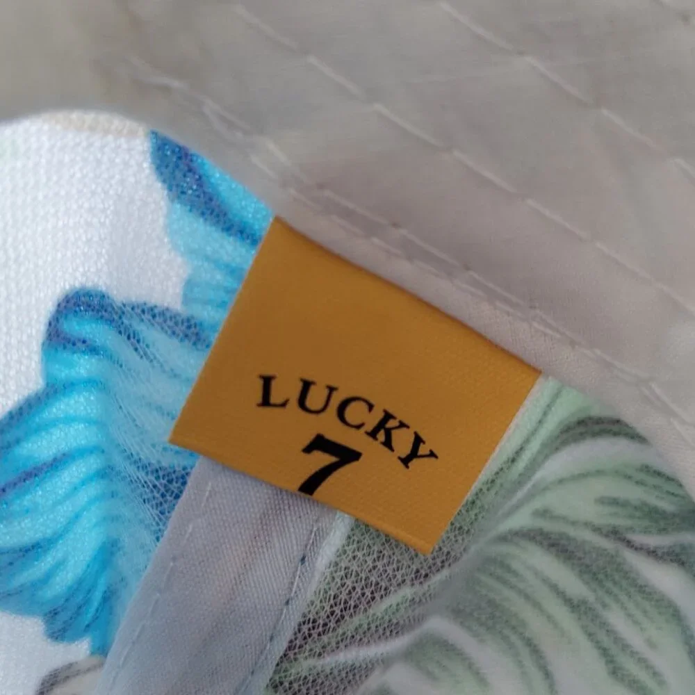 Lucky 7 Ocean City Maryland Hawaiian Floral Print Adjustable Hat Cap